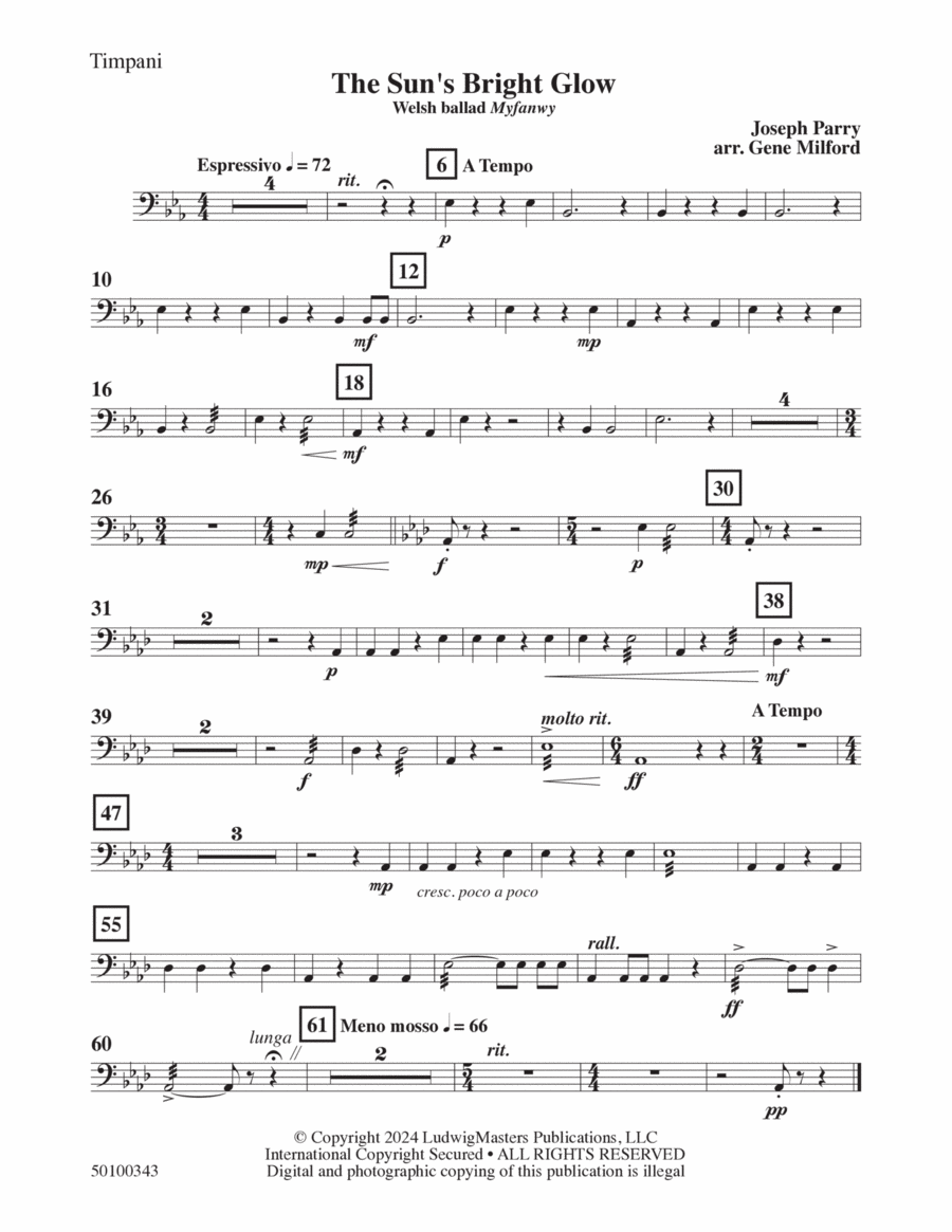 The Sun's Bright Glow (arr. Gene Milford) - Timpani Concert Band scores gallery preview page 1