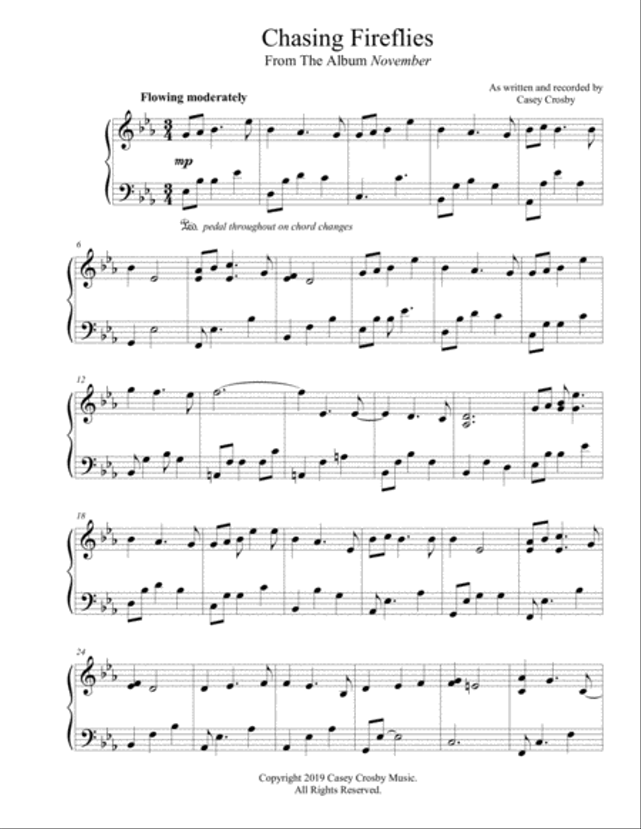 Chasing Fireflies Piano Solo scores gallery preview page 1