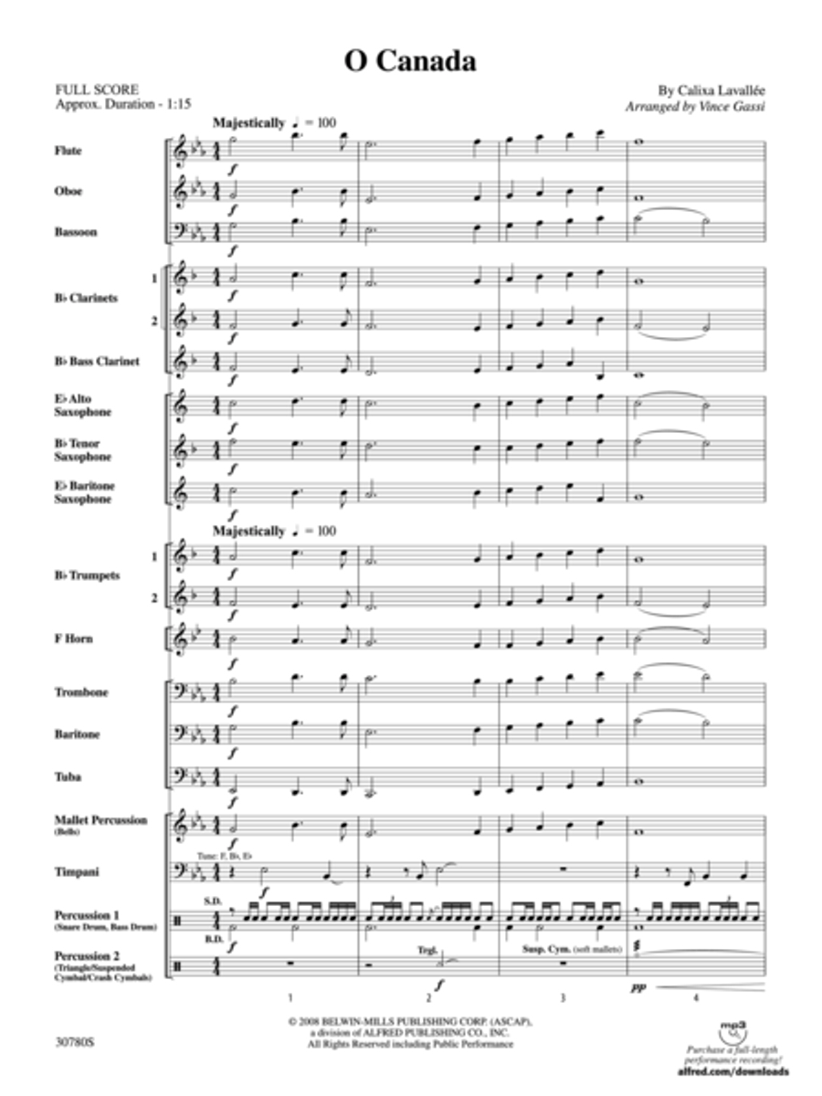 O Canada (score only) Concert Band scores gallery preview page 2