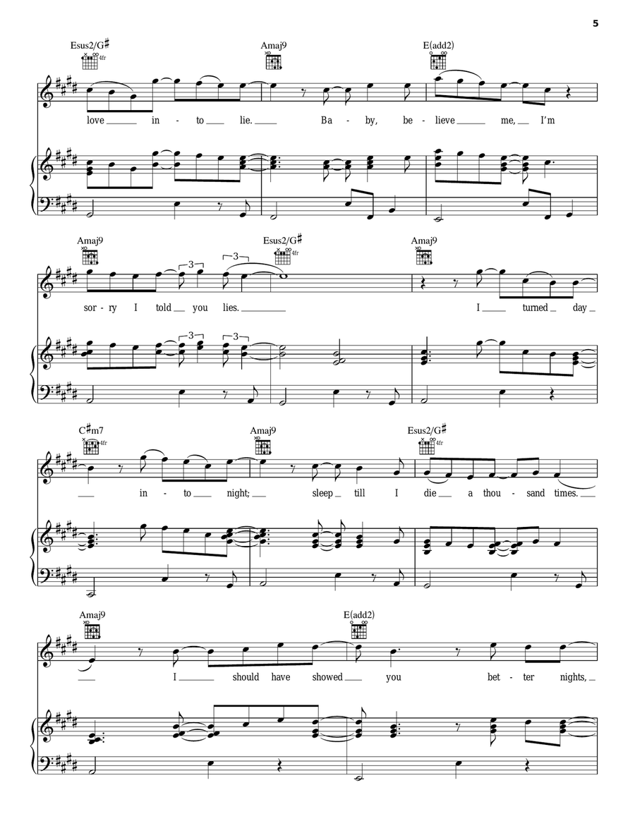 Pretty Wings Piano, Vocal, Guitar scores gallery preview page 5