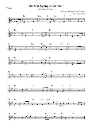 Book cover for The Star Spangled Banner (USA National Anthem) for Violin Solo with Chords (B Major)