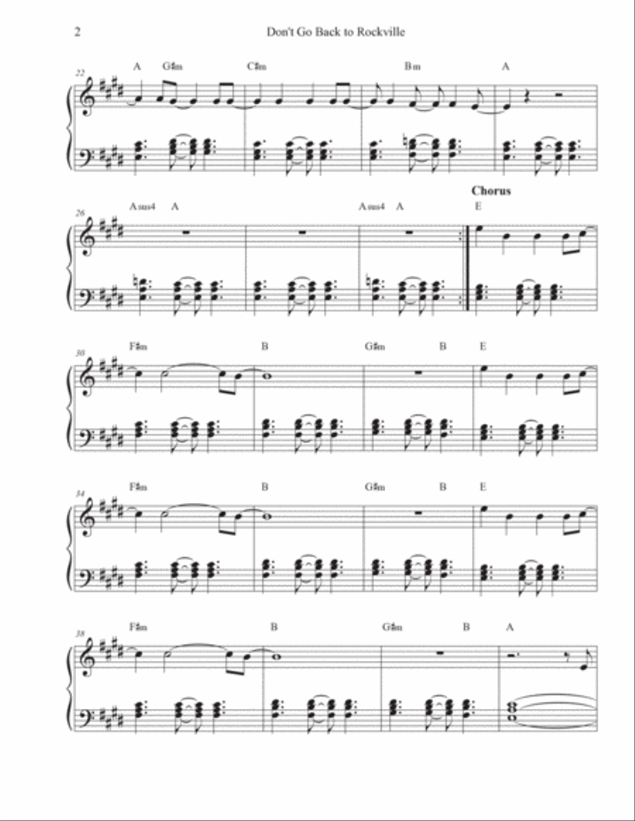 Don't Go Back To Rockville Piano Solo scores gallery preview page 2
