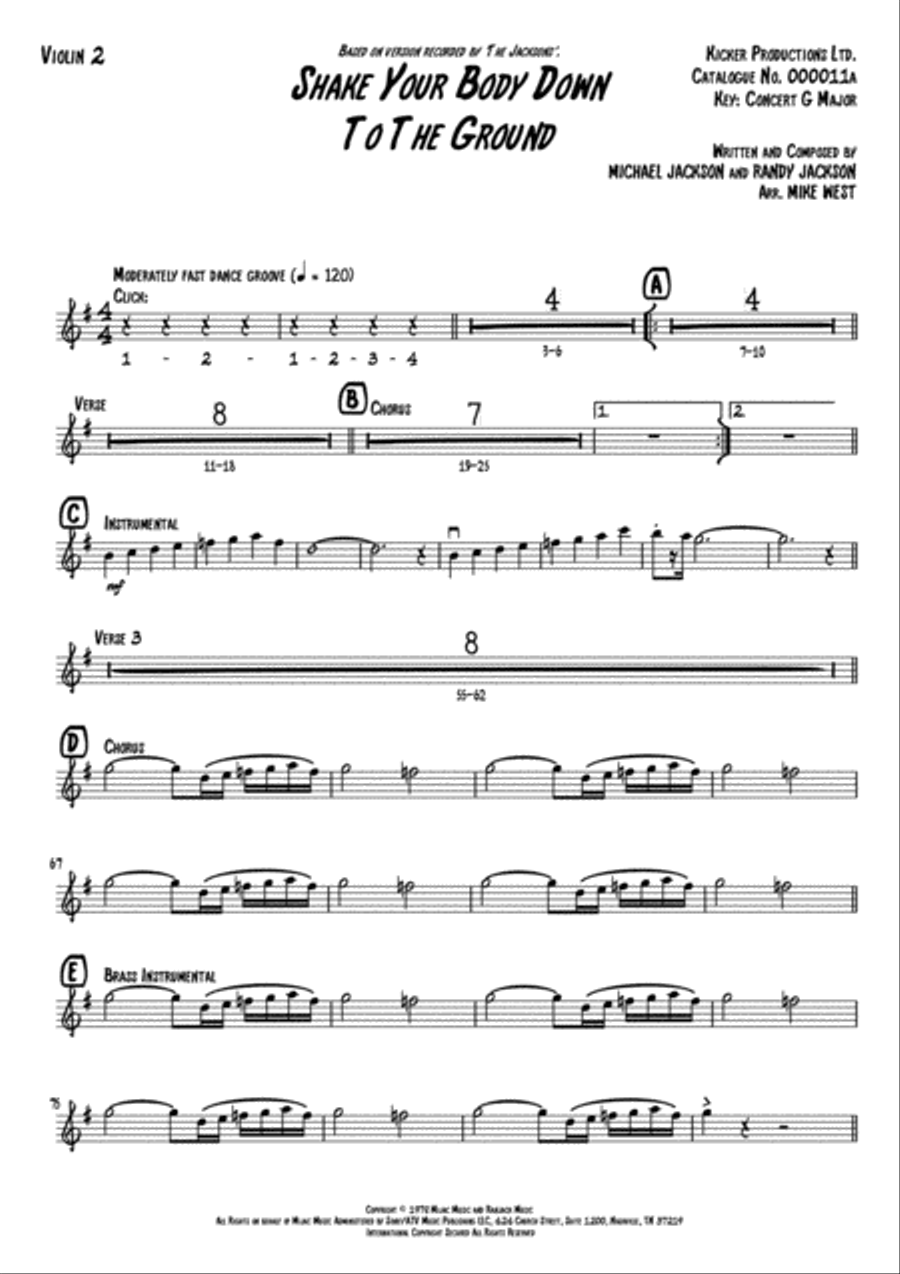 Shake Your Body Down To The Ground String Quartet scores gallery preview page 5