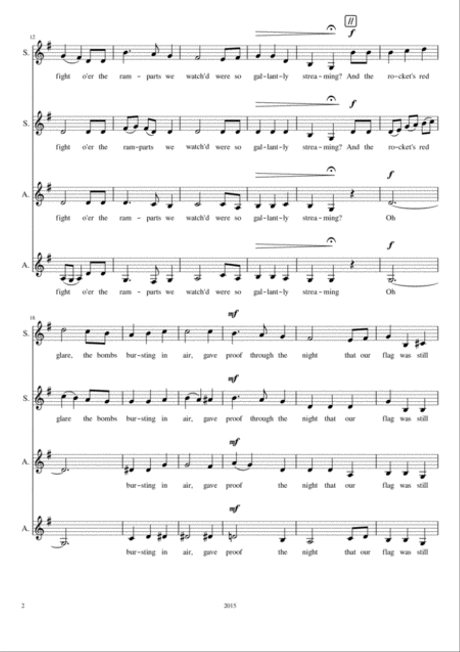 The Star Spangled Banner SSAA scores gallery preview page 2