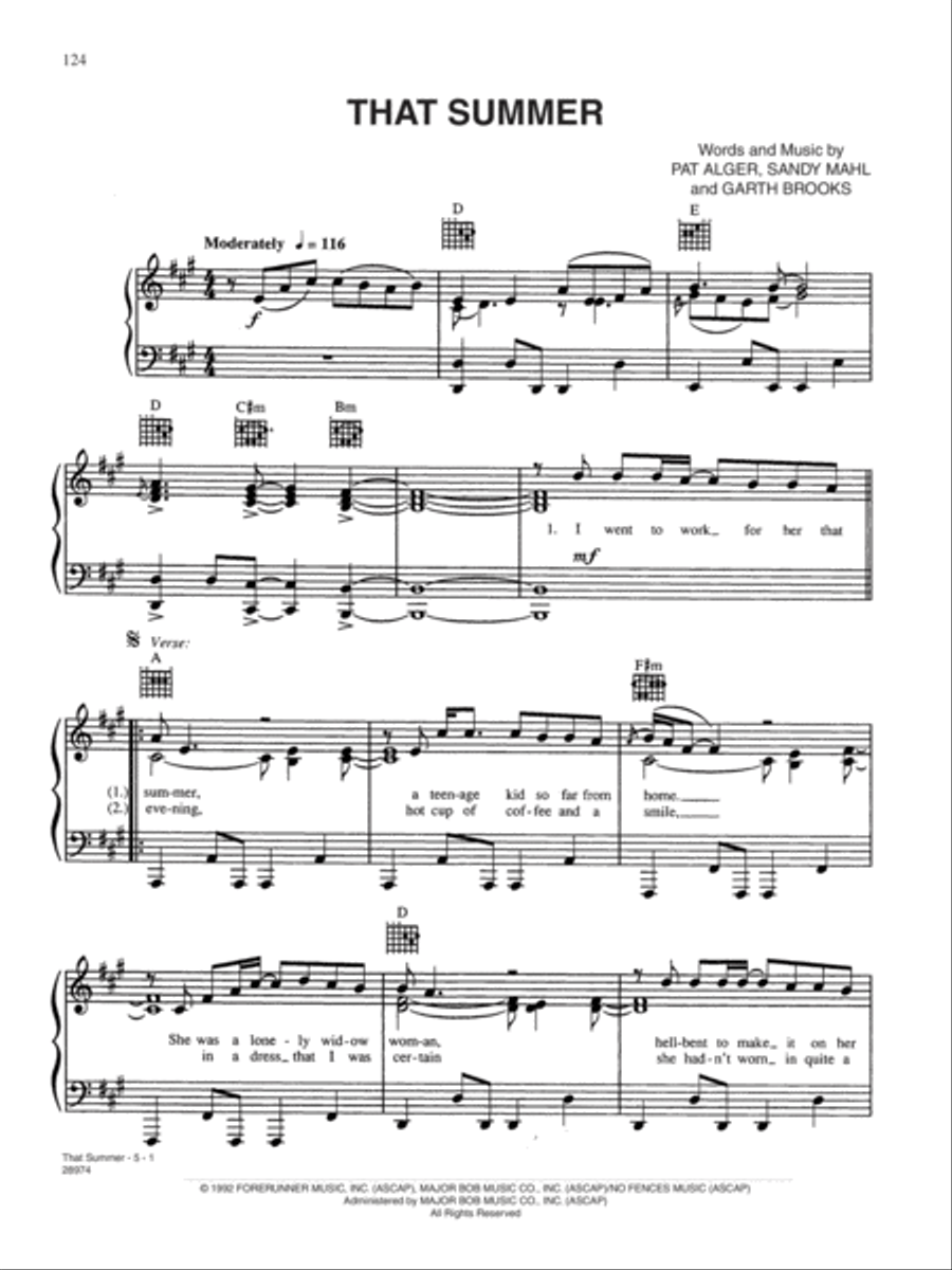 That Summer Piano, Vocal, Guitar scores gallery preview page 1