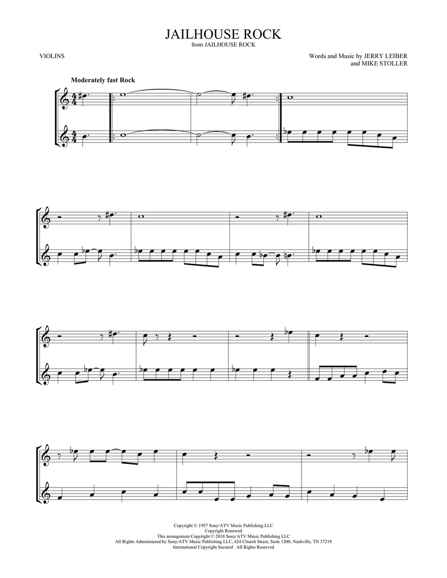 Jailhouse Rock String Duet scores gallery preview page 1