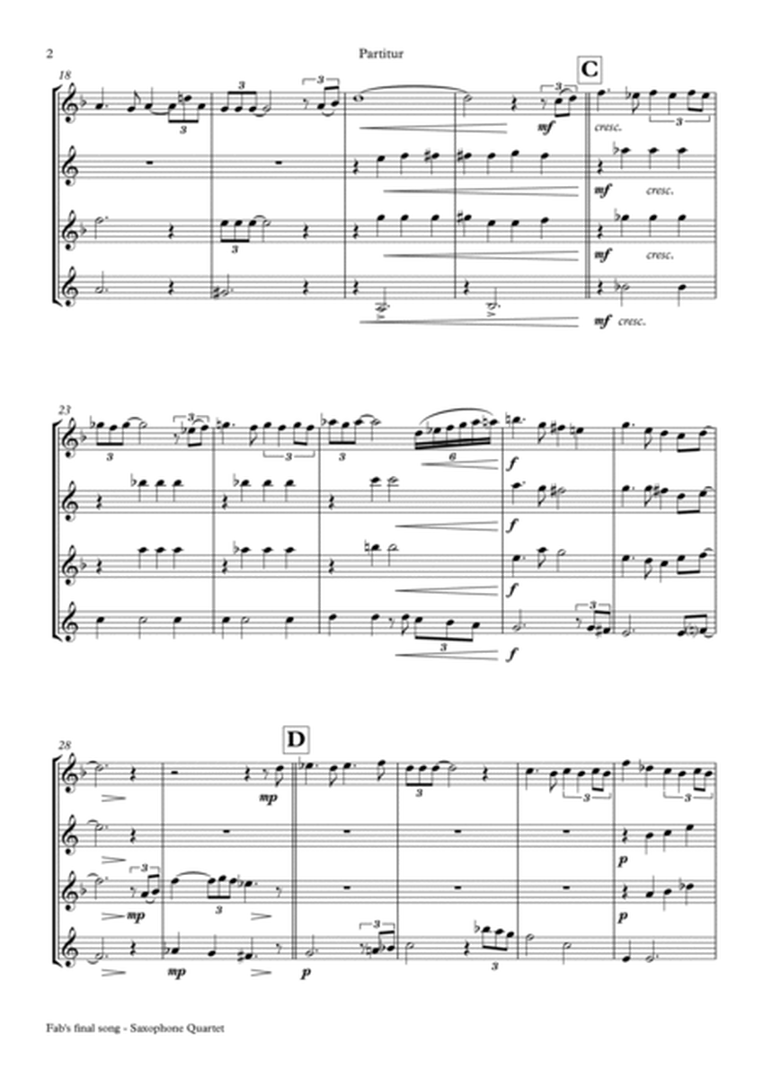 Fab's final song - Ballad - Saxophone Quartet image number null