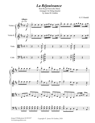 Handel: La Réjouissance from Royal Fireworks Music for String Quartet
