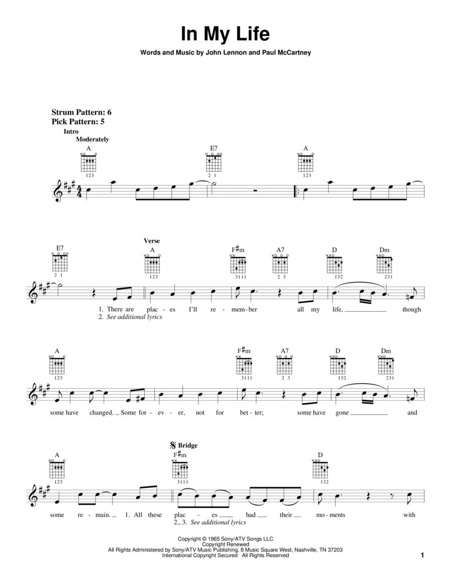 In My Life Acoustic Guitar scores gallery preview page 1