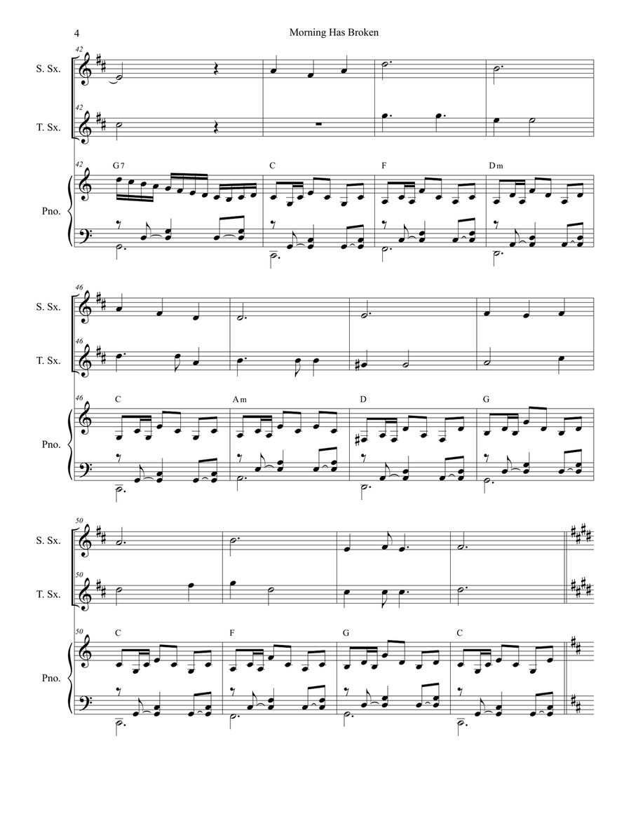 Morning Has Broken Woodwind Duet scores gallery preview page 4