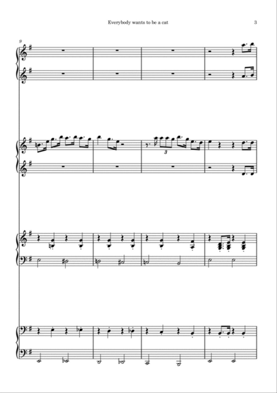 Ev'rybody Wants To Be A Cat Piano Duet scores gallery preview page 3