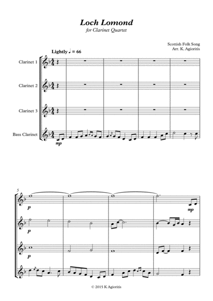 Loch Lomond - for Clarinet Quartet image number null
