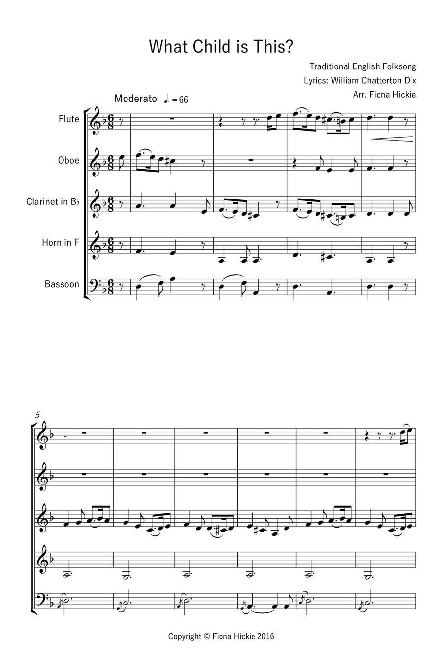What Child is This? Woodwind Quintet scores gallery preview page 2