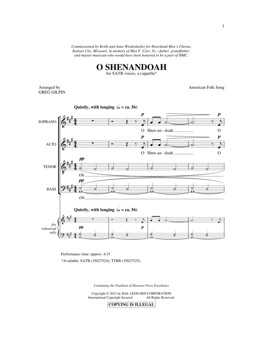 Shenandoah Shenandoah 4-Part scores gallery preview page 1