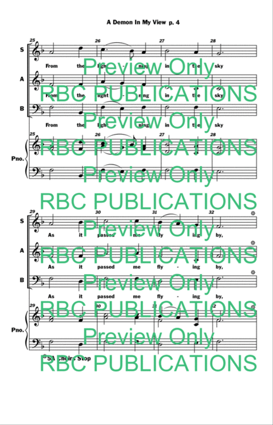 A Demon In My View (SAB) 3-Part scores gallery preview page 6