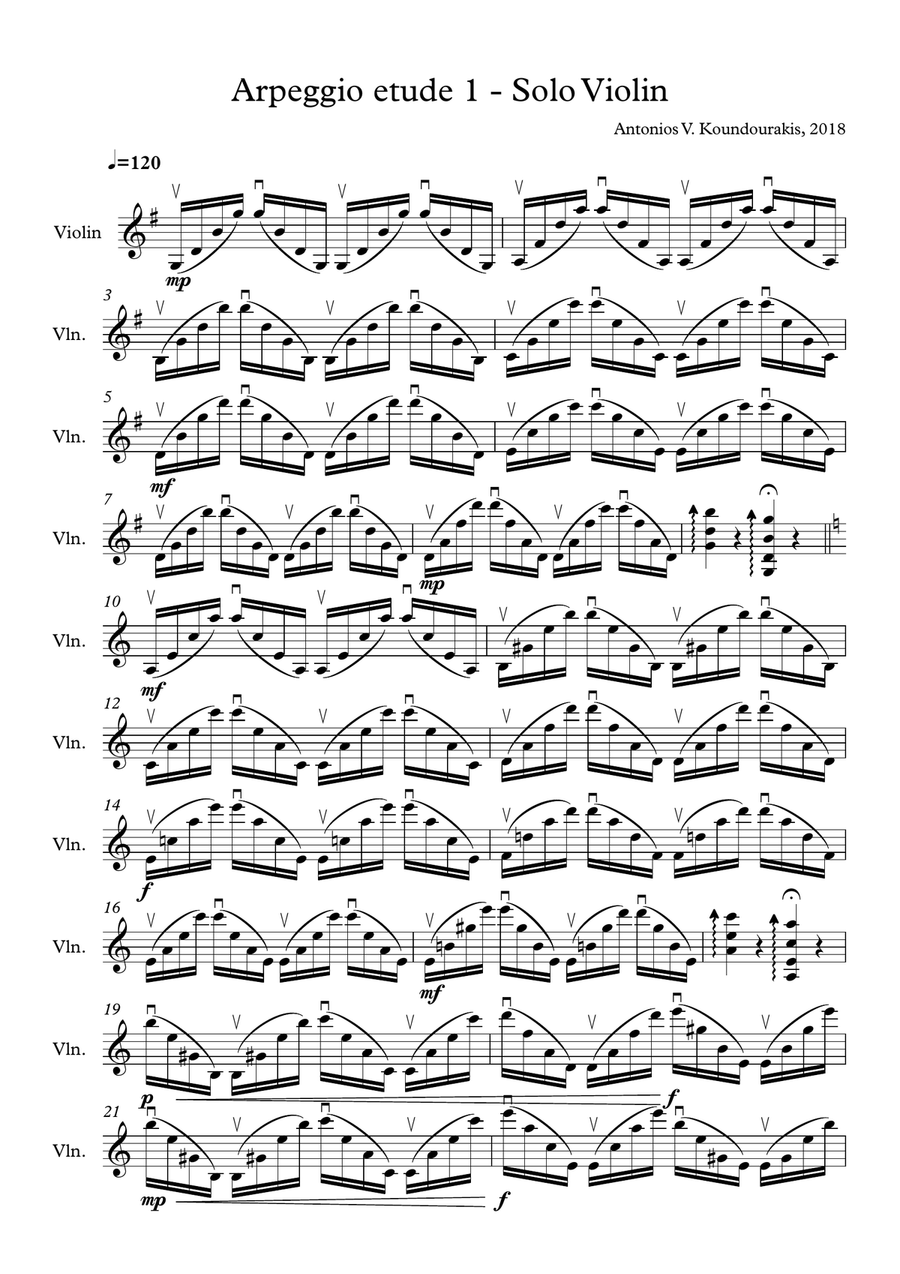 Violin Arpeggio Etude 1 Violin Solo scores gallery preview page 1