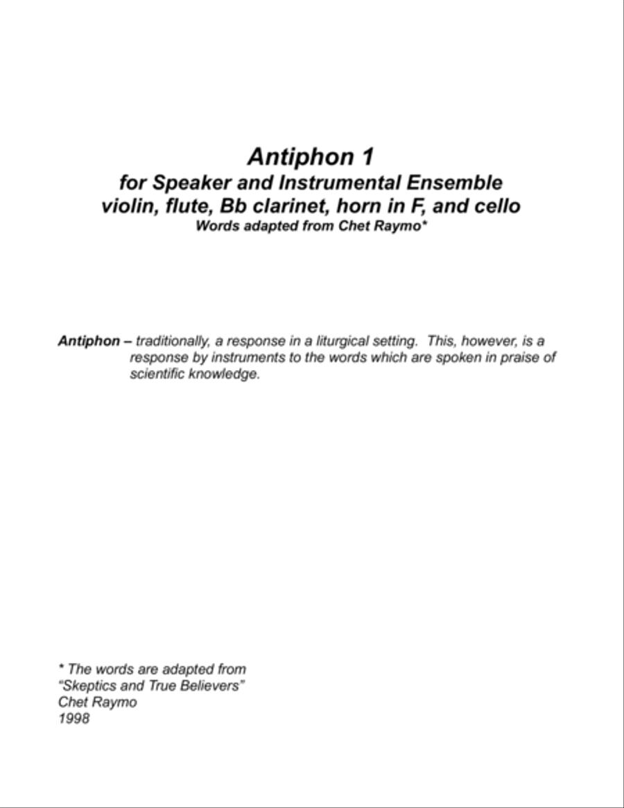 Antiphon 1 for Speaker and Instruments image number null