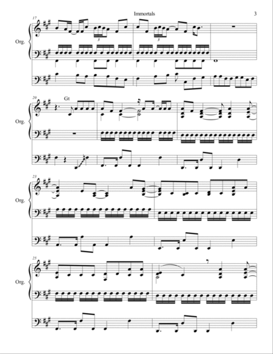 Immortals Organ Solo scores gallery preview page 3