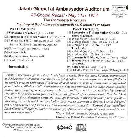 Jacob Gimpel - Ambassador Conc