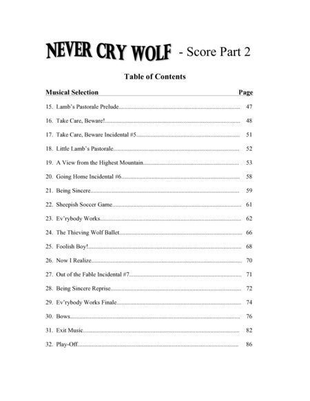 Never Cry Wolf - Score Part 2 image number null