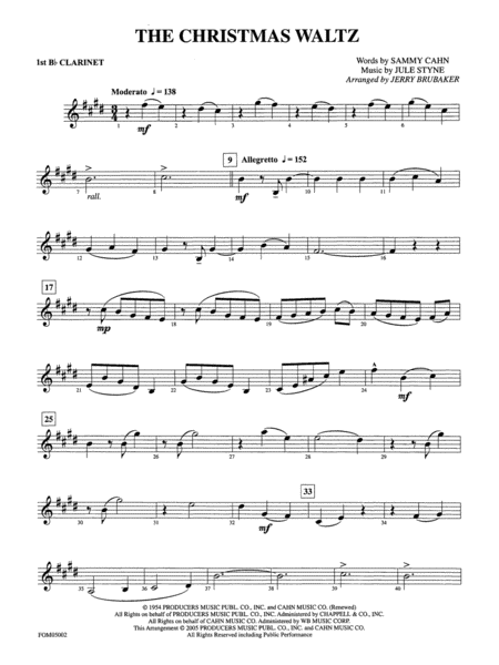 The Christmas Waltz: 1st B-flat Clarinet