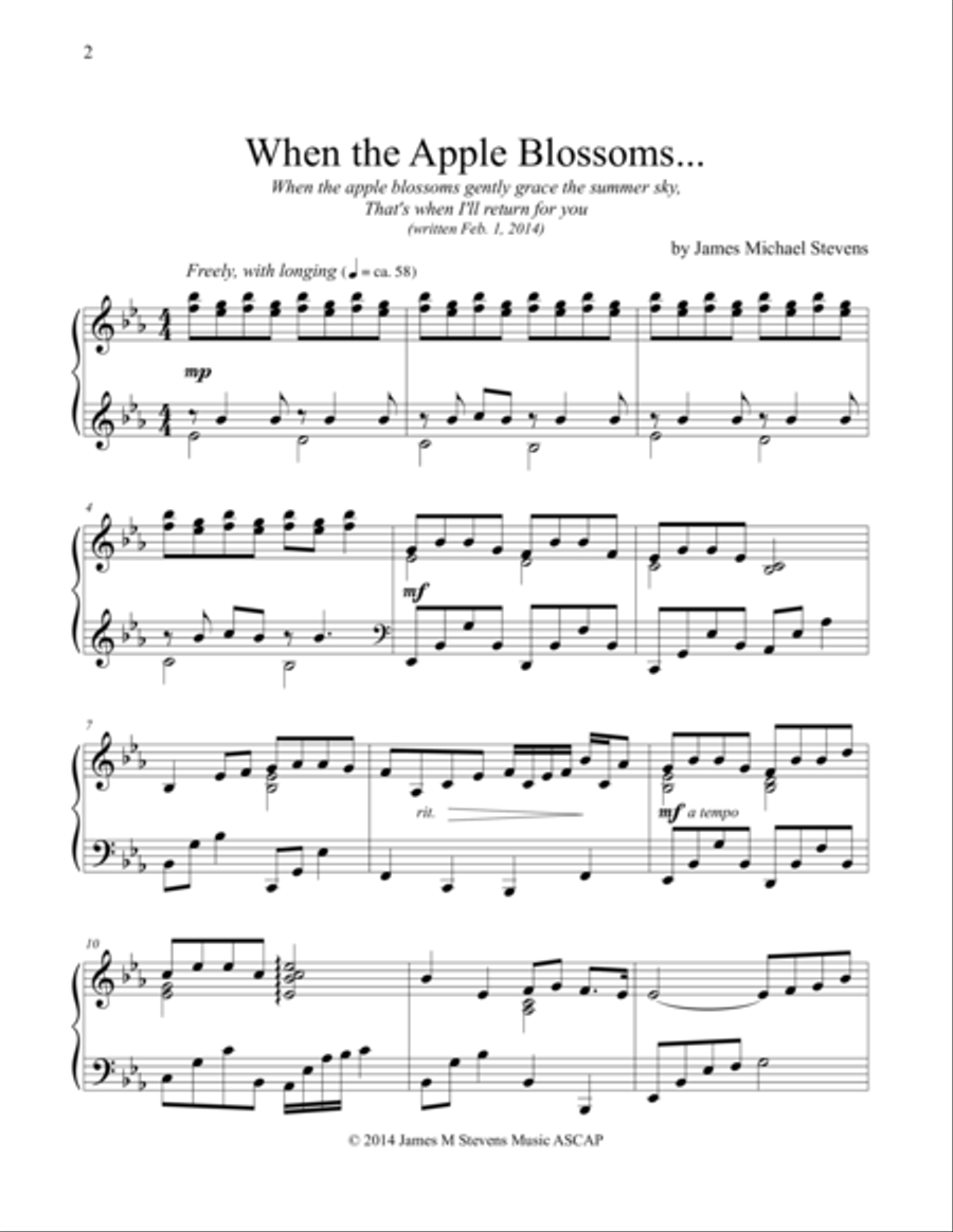 When the Apple Blossoms Piano Solo scores gallery preview page 1
