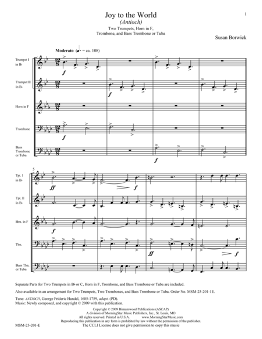 Joy to the World Joy to the World Brass Quintet scores gallery preview page 1