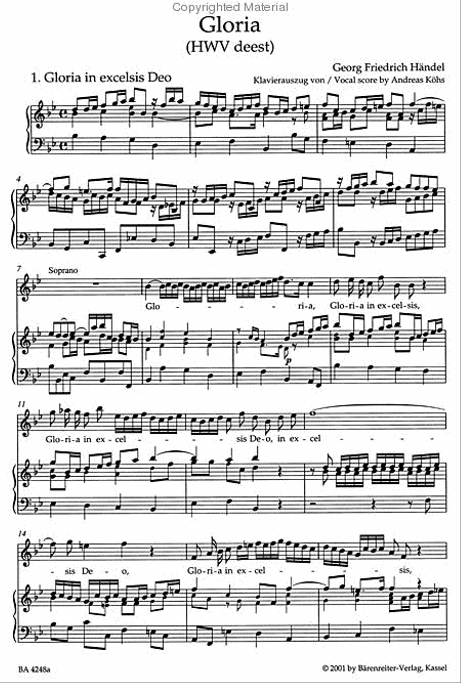 Gloria HWV deest Soprano Voice scores gallery preview page 3