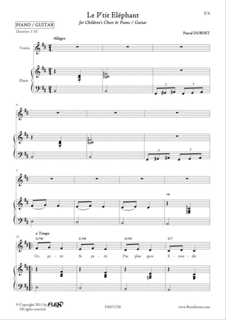 Le P'tit Elephant Le P'tit Elephant Children's Choir scores gallery preview page 3