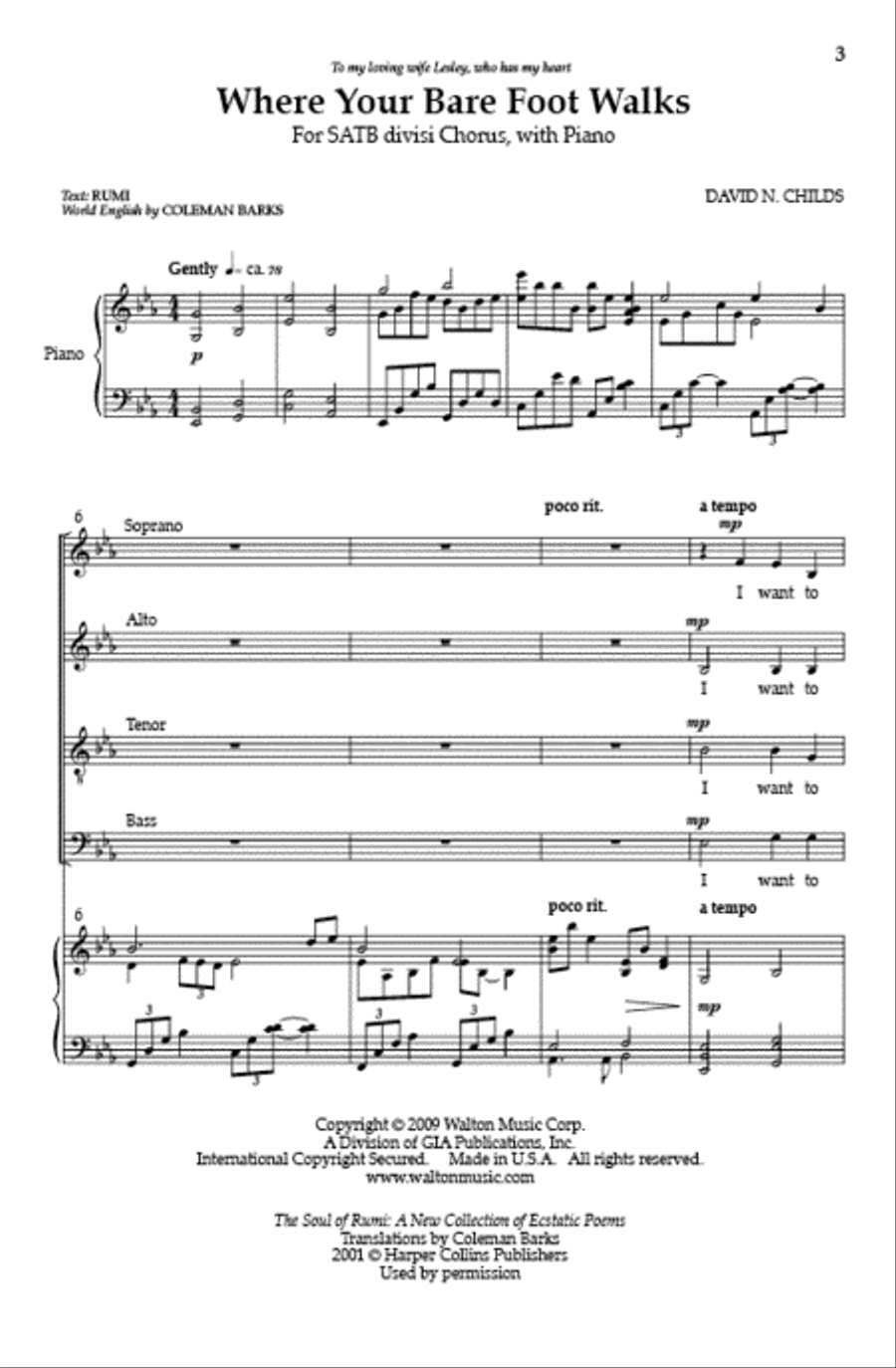 Where Your Bare Foot Walks (SATB) Divisi scores gallery preview page 2