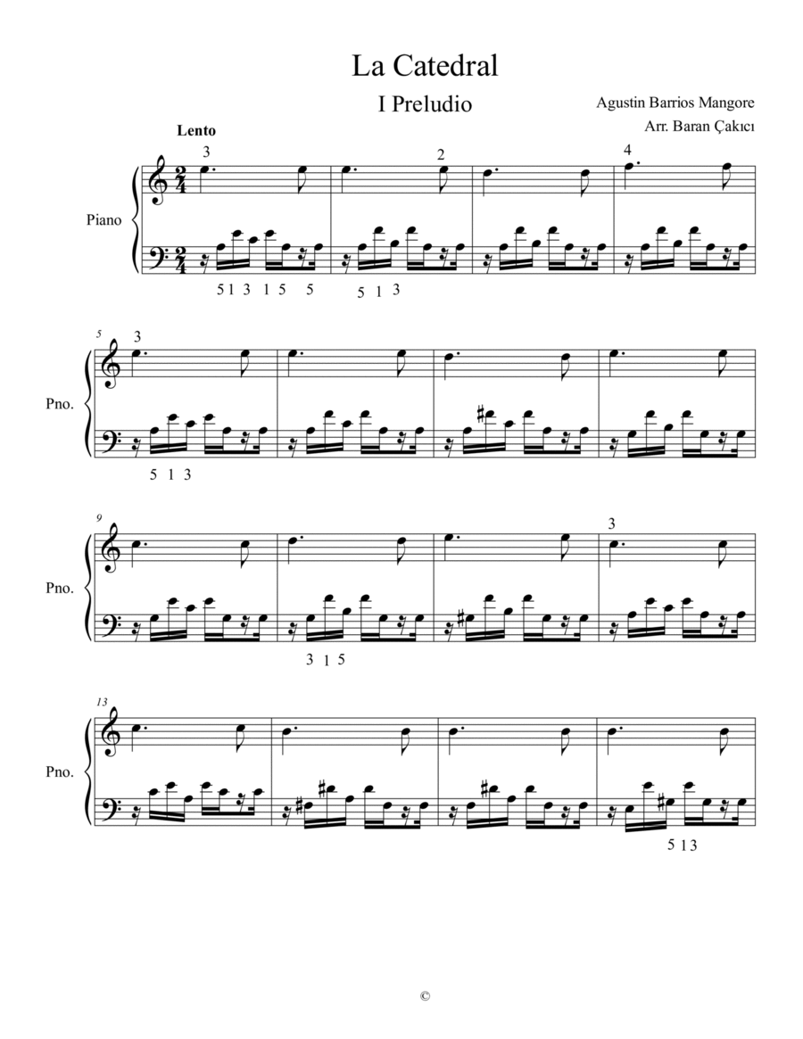La Catedral for Piano La minor Piano Solo scores gallery preview page 1
