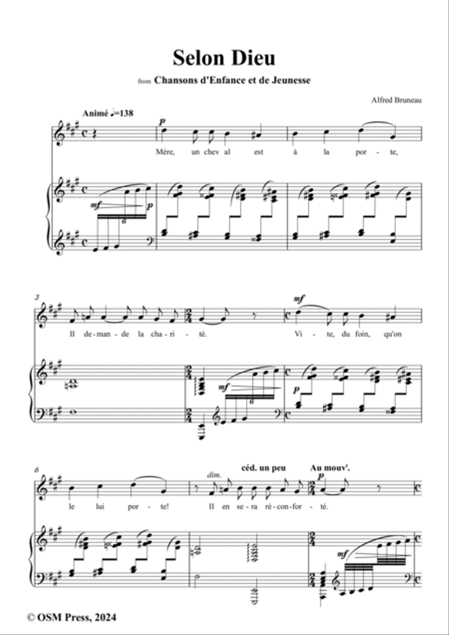 Alfred Bruneau-Selon Dieu,in A Major Voice scores gallery preview page 2