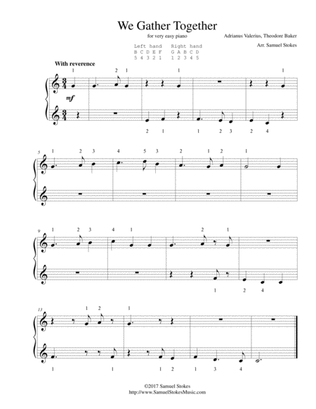 Book cover for We Gather Together (The Thanksgiving Hymn) - for very easy piano