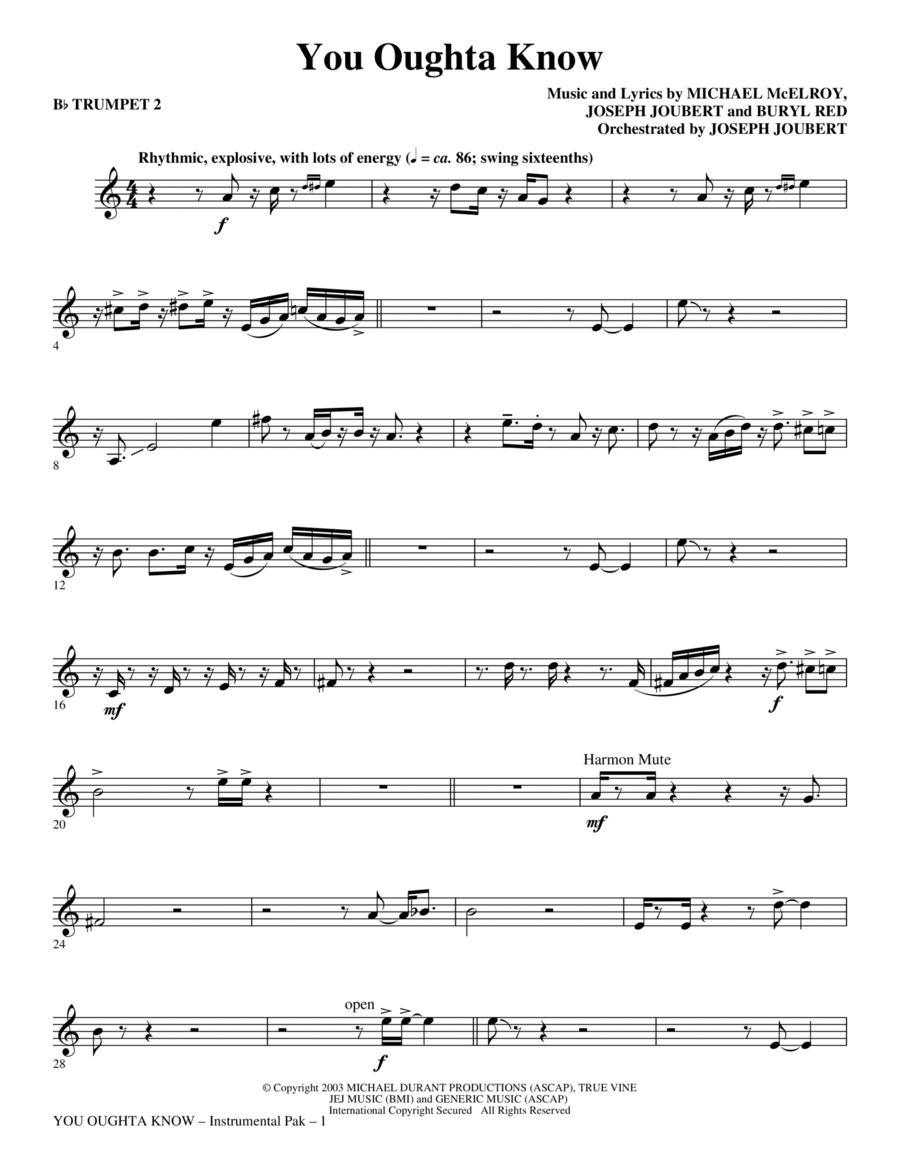You Oughta Know - Bb Trumpet 2 Choir scores gallery preview page 1