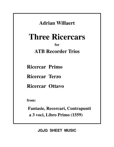 Three Renaissance Ricercars for ATB Recorder Trios image number null