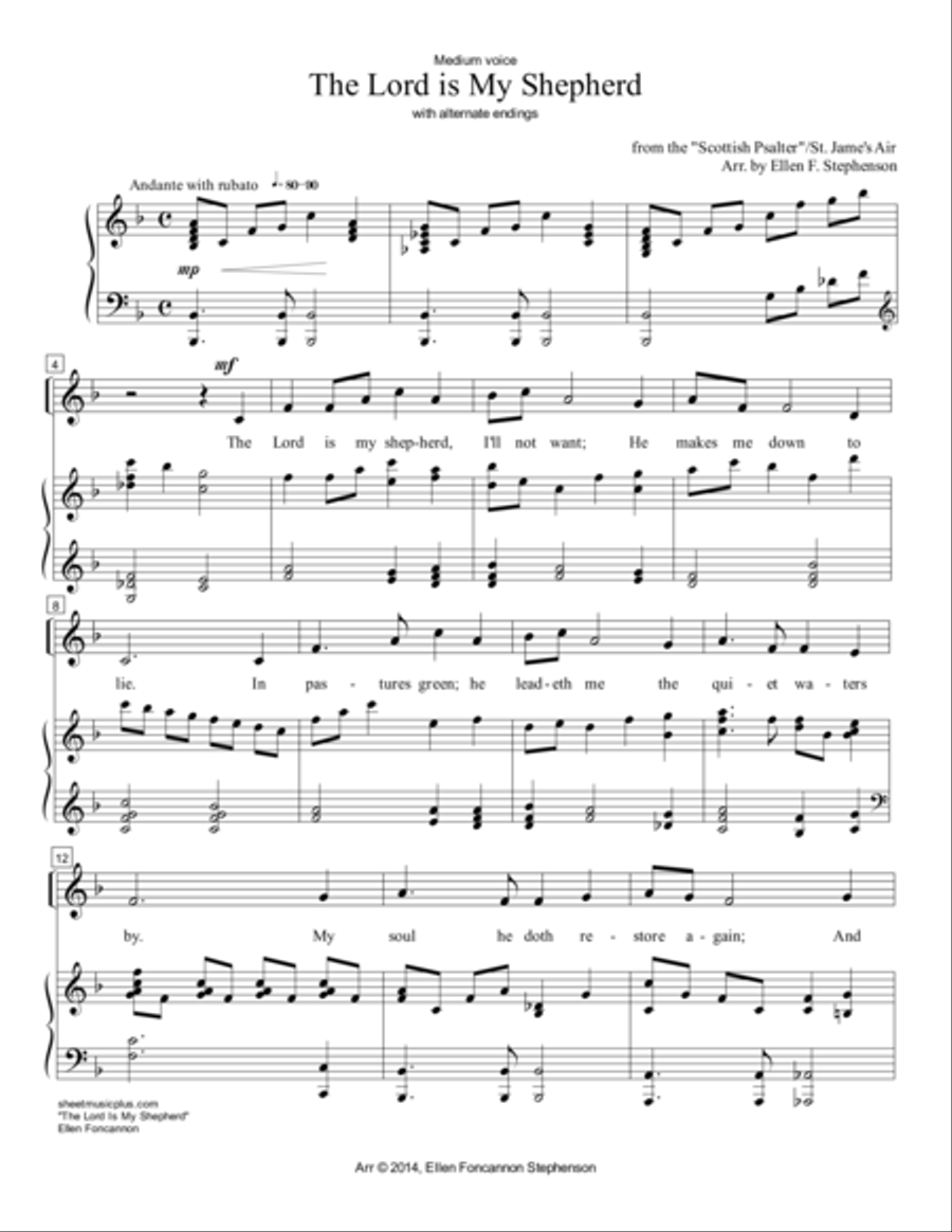 The Lord is My Shepherd (voice and piano) Voice Solo scores gallery preview page 1