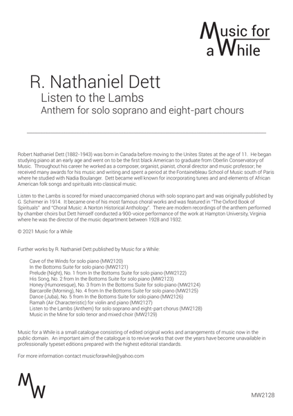 R. Nathaniel Dett - Listen to the Lambs for solo soprano and 8-part chours