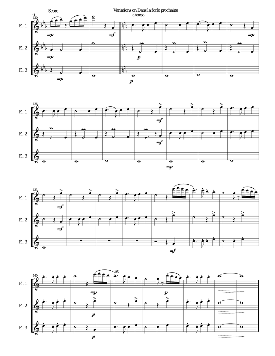 Dans la forêt prochaine (The Cuckoo in the forest) for 3 flutes Flute Solo scores gallery preview page 6