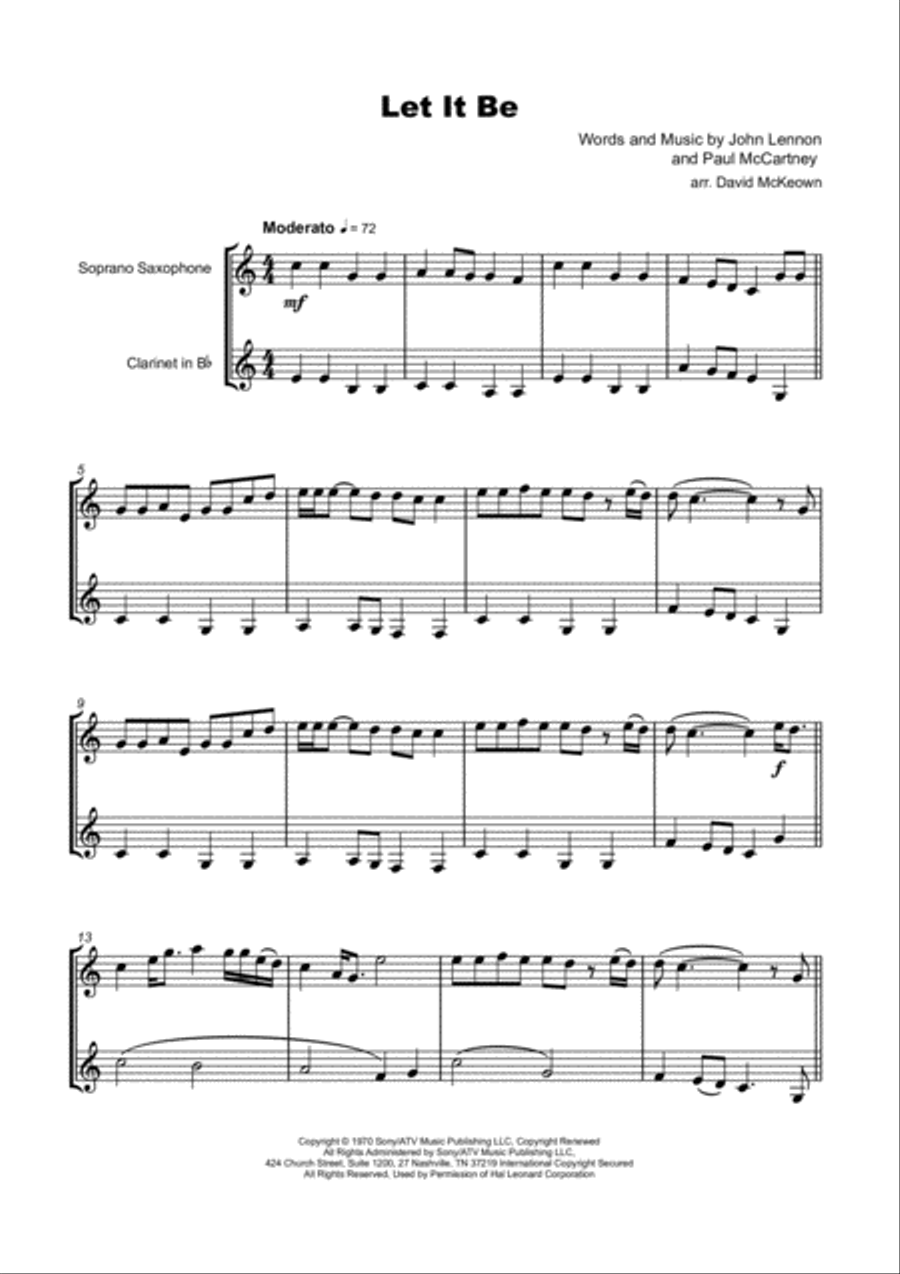 Let It Be Woodwind Duet scores gallery preview page 2