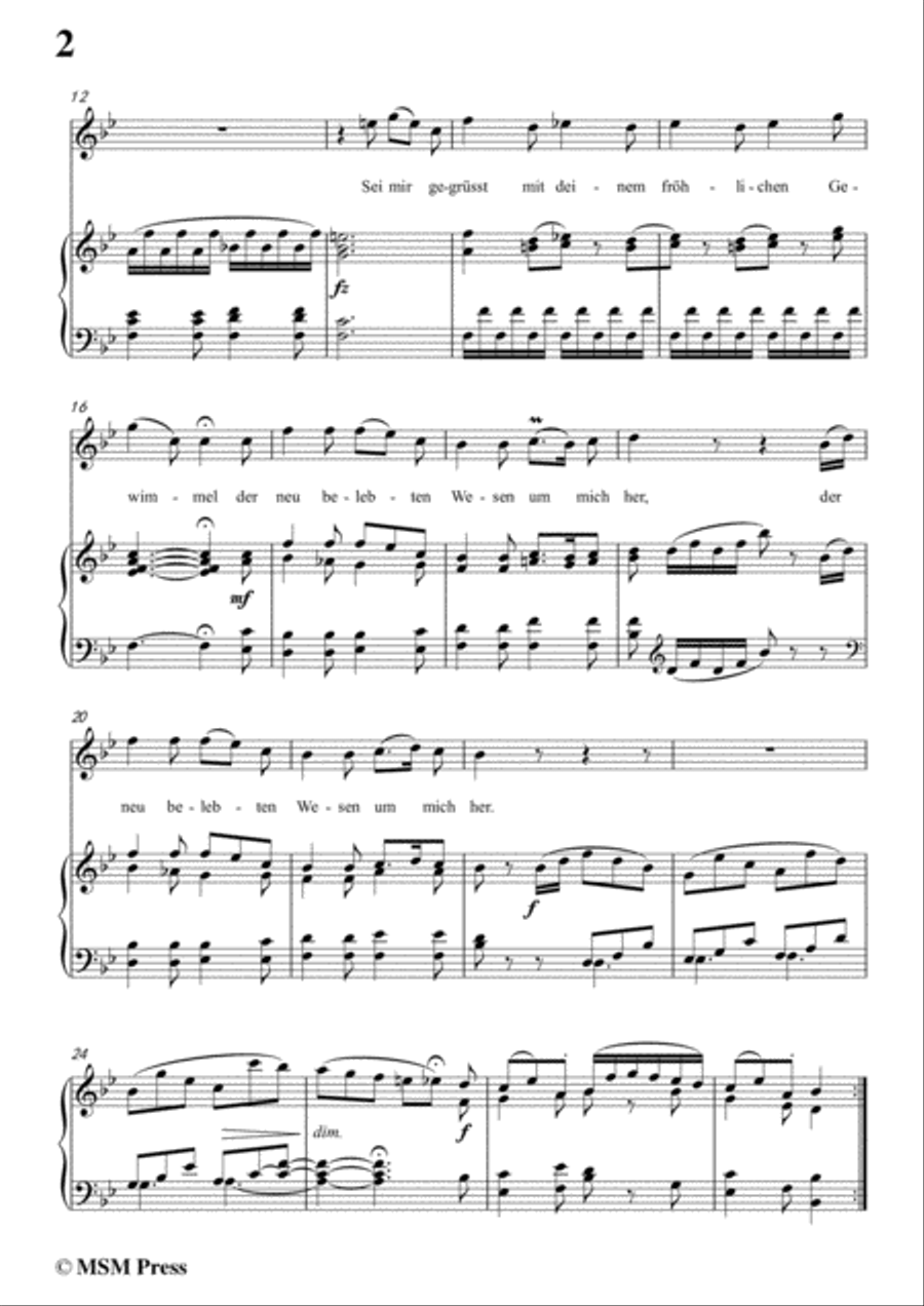 Schubert-Mein Gruss an den Mai,in B flat Major,for Voice&Piano Voice scores gallery preview page 4