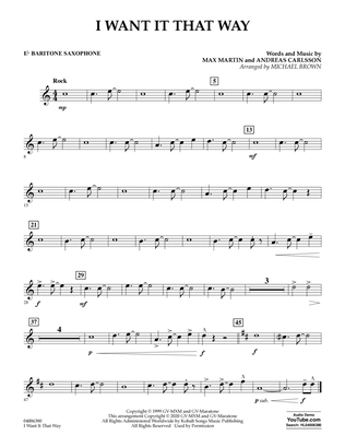 Book cover for I Want It That Way (arr. Michael Brown) - Eb Baritone Saxophone