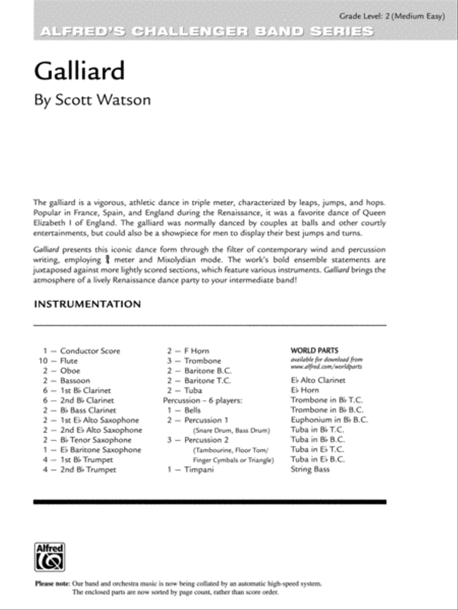 Galliard: Score Concert Band scores gallery preview page 1