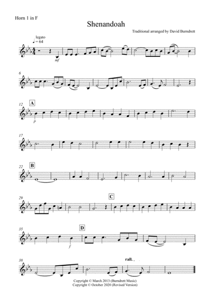 Shenandoah for Horn Quartet image number null