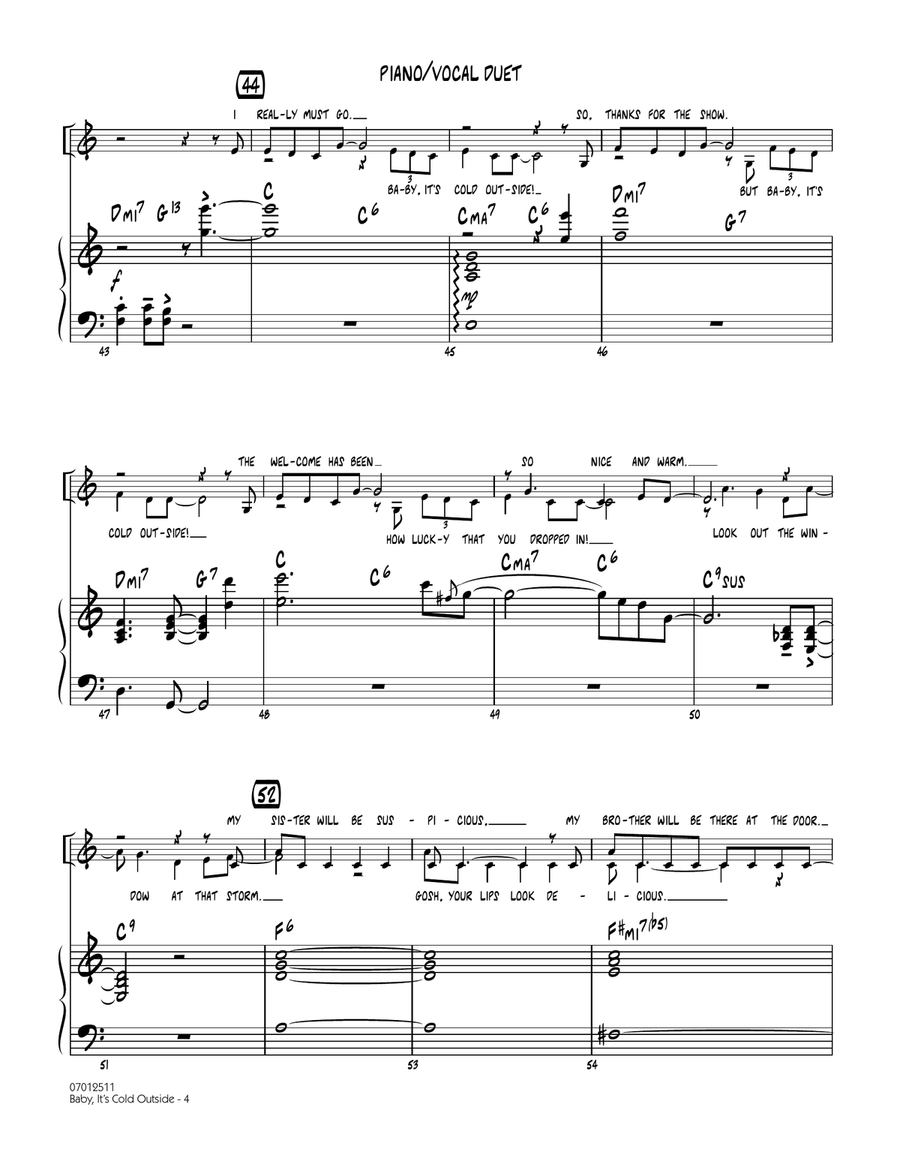 Baby, It's Cold Outside (Key: C) - Piano/Vocal Duet Piano scores gallery preview page 4