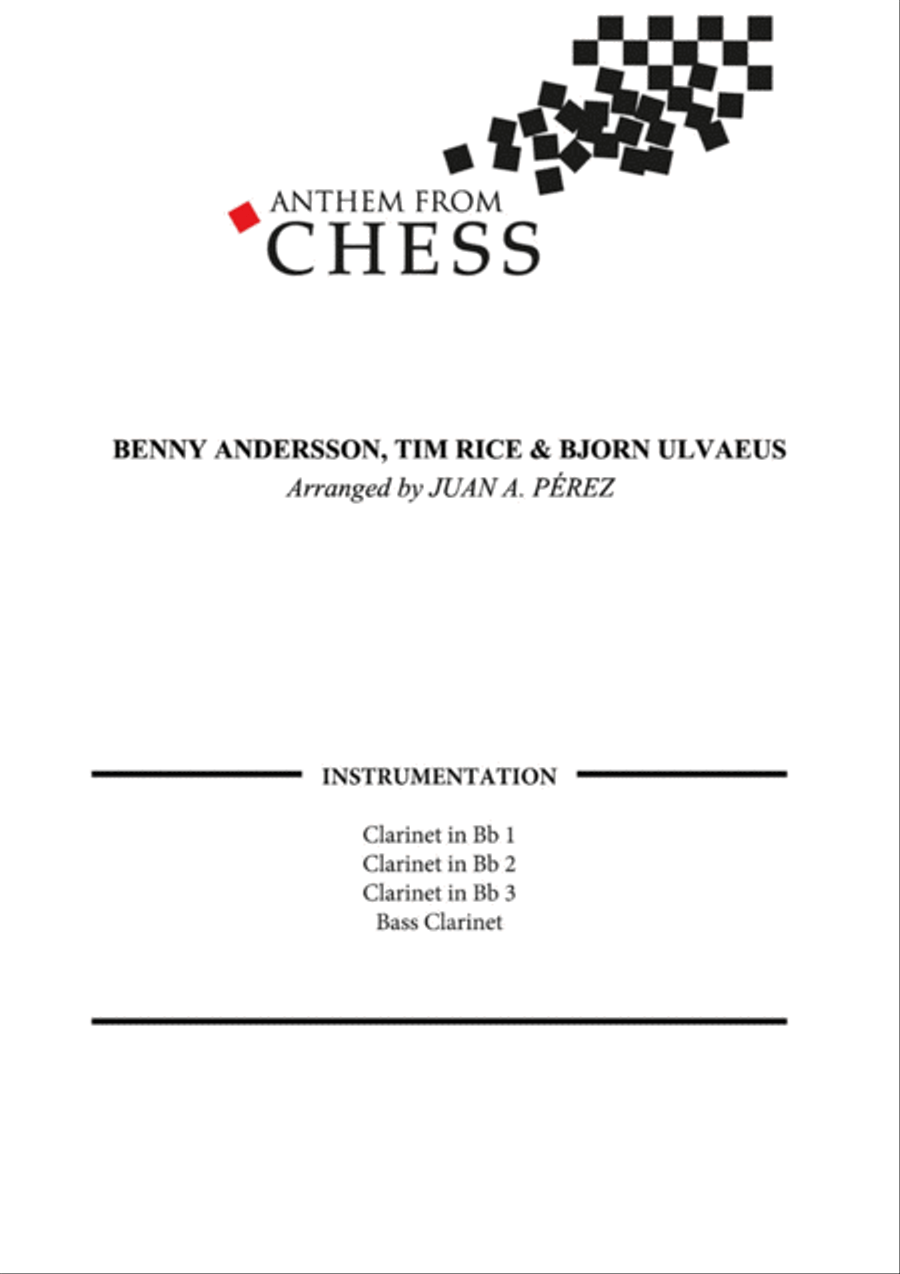 Anthem (from Chess) Clarinet Quartet scores gallery preview page 1