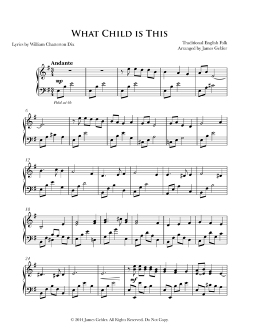 What Child is This Piano Solo scores gallery preview page 1