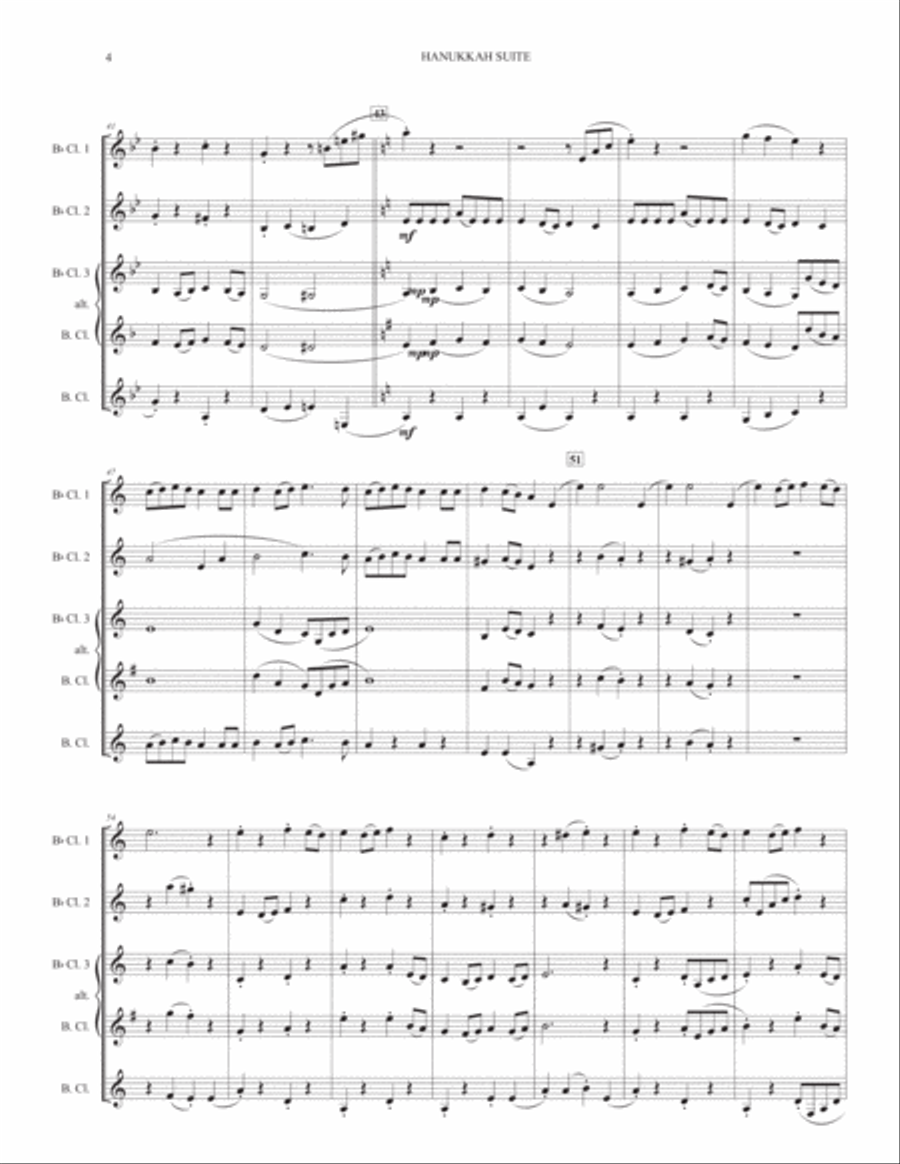 Hanukkah Suite (for Clarinet Quartet) Clarinet Quartet scores gallery preview page 4