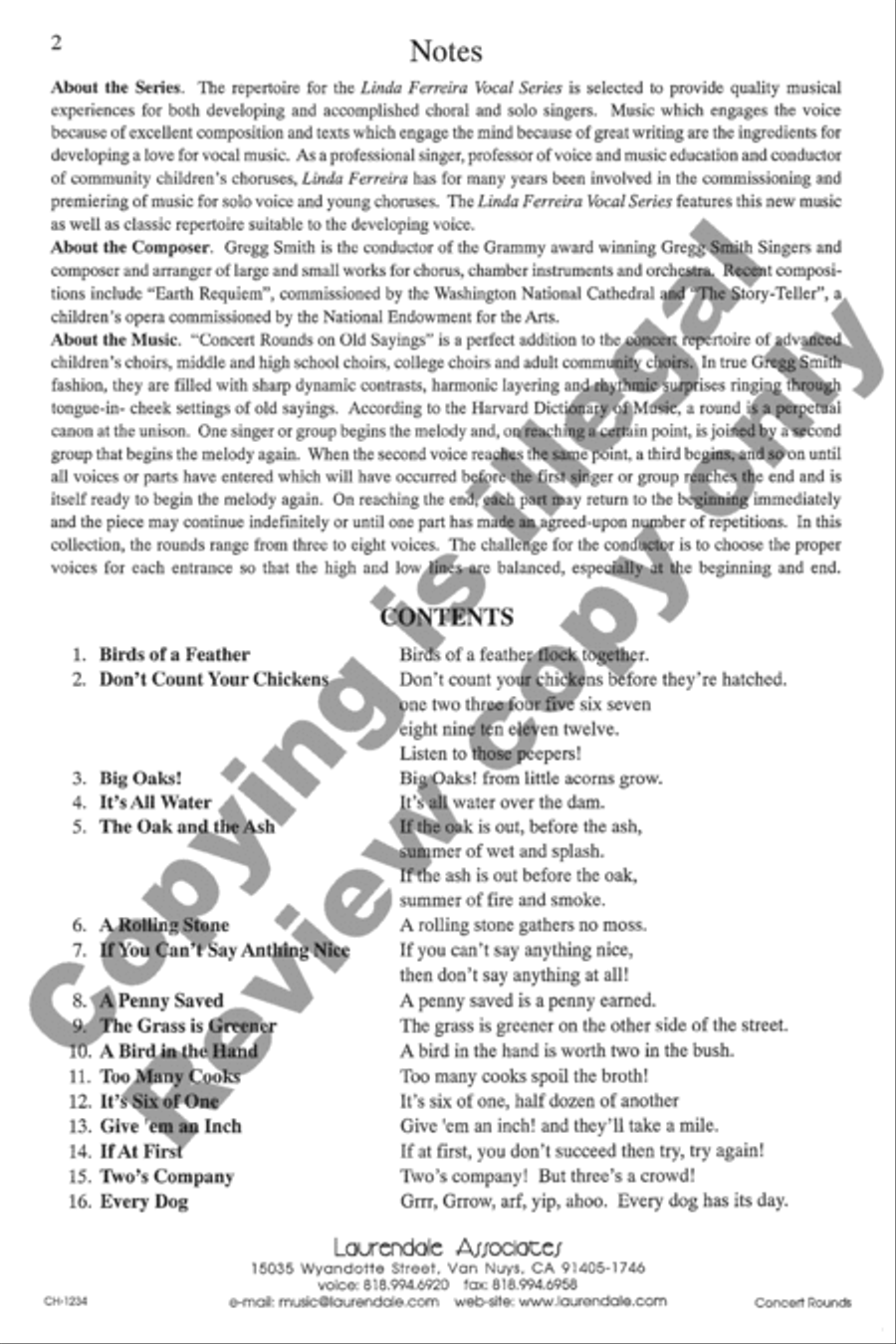 Concert Rounds on Old Sayings Unison Choir scores gallery preview page 2