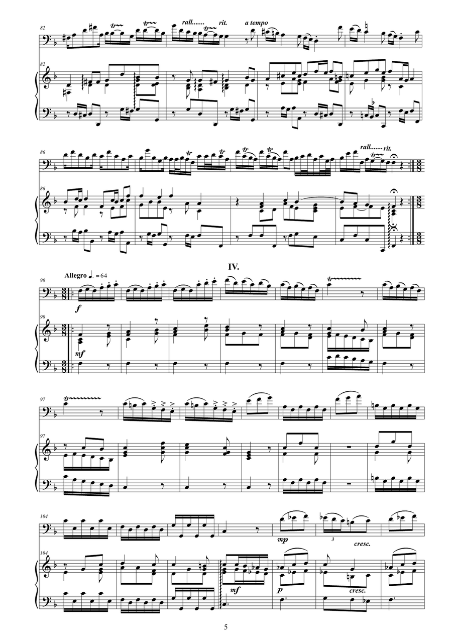 Vivaldi - Cello Sonata No.2 in F major Op.14 RV 41 for Cello and Cembalo (or Piano) String Duet scores gallery preview page 5