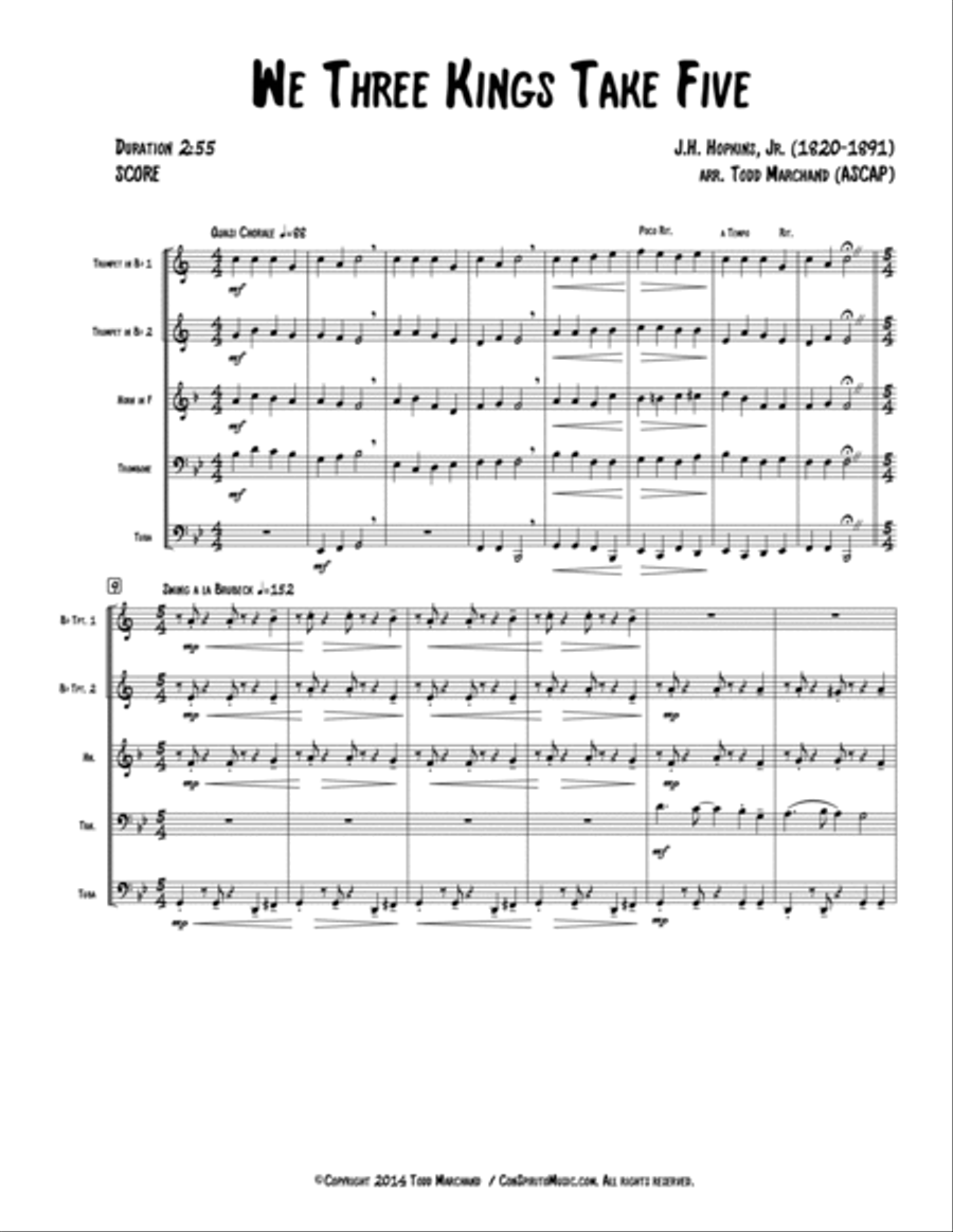 We Three Kings Take Five - brass quintet Brass Quintet scores gallery preview page 3